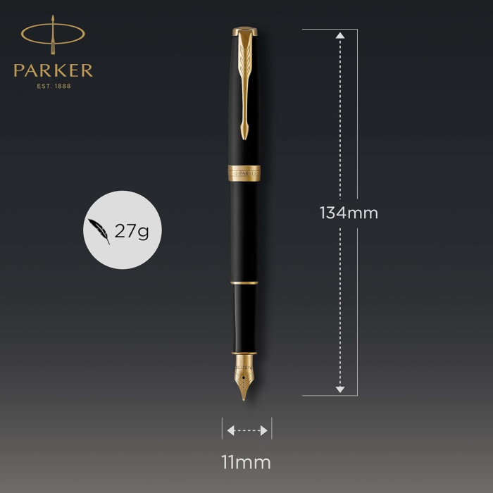 PARKER STILOU SONNET BASIC, NEGRU MAT GT, PENITA F 160104 [6]