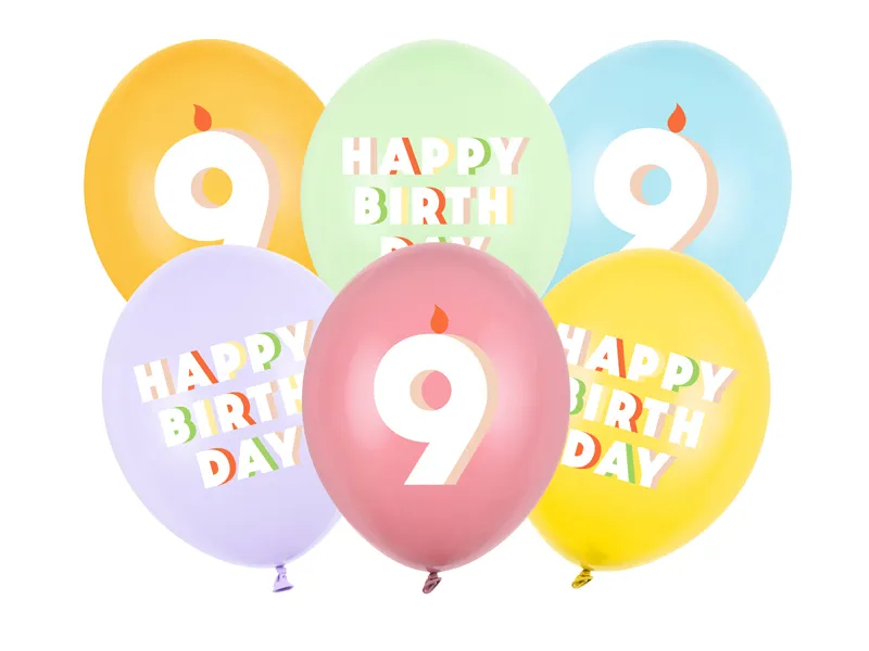 BALOANE Balloons 30 cm, Happy Birthday 9, mix, 6/SET SB14P-359-000-6 [2]