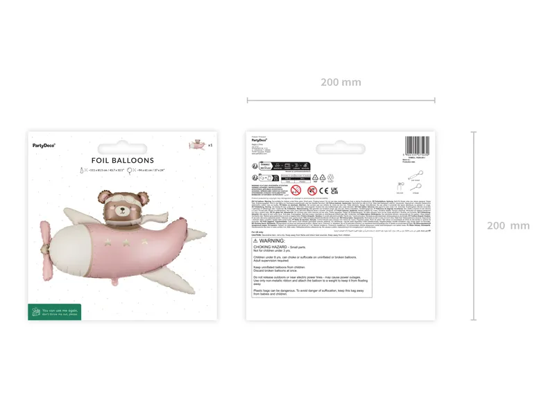 BALON FOLIE ALUMINIU Bear in Airplane, 94x61cm, light pink FB383-081J [2]