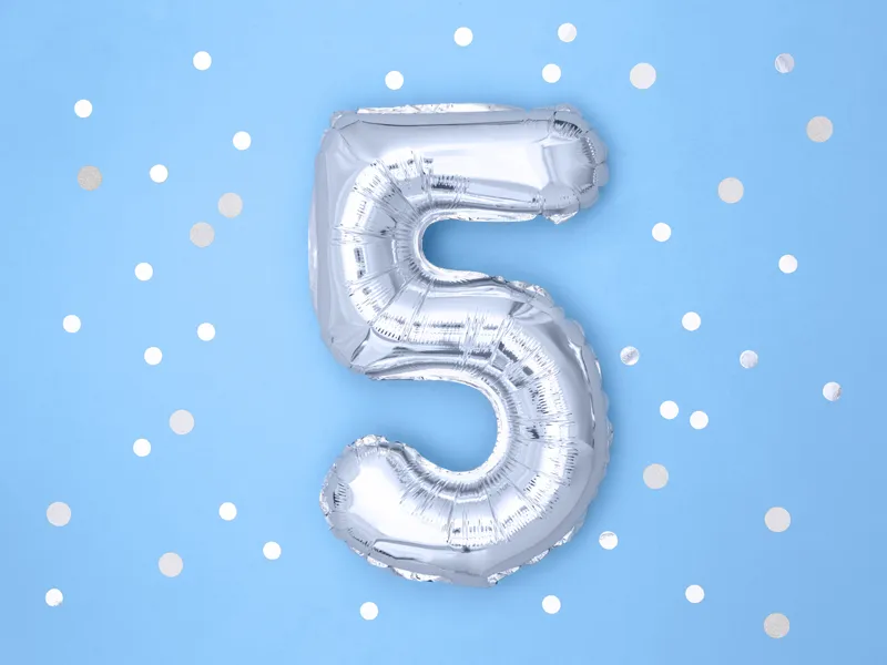 BALON FOLIE ALUMINIU Number "5", 35cm, silver FB10M-5-018 [1]