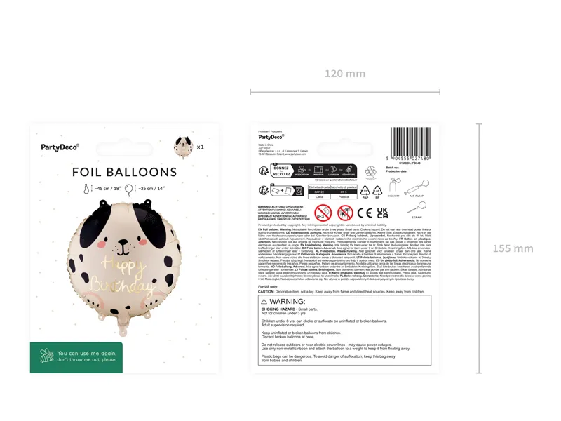 BALON FOLIE ALUMINIU Round Happy Birthday, 35x35cm, mix FB348 [3]