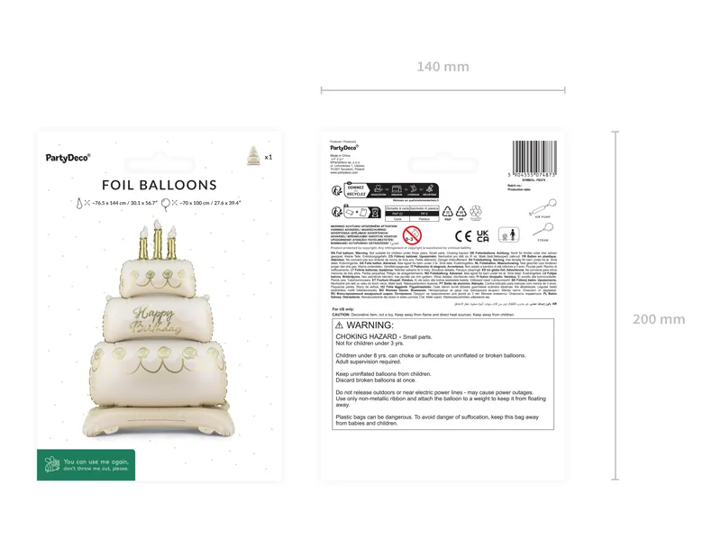 BALON FOLIE ALUMINIU Standing foil, Cake 70x100cm, mix FB374 [4]