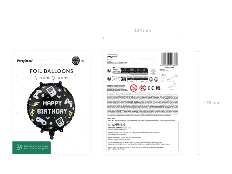 BALON FOLIE ALUMINIU Tablet Happy Birthday, 35x35cm, mix FB344 [3]