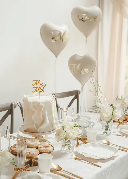 DECORATIUNI PENTRU TORT MR&MRS, Acylic Cake, gold, 16,5cm KPT81-019 [4]