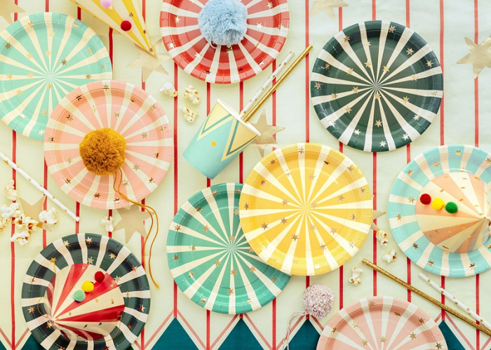 PD FARFURII CARTON Circus Stripes Plates, 18x18cm, mix 6/set TPP96 [2]