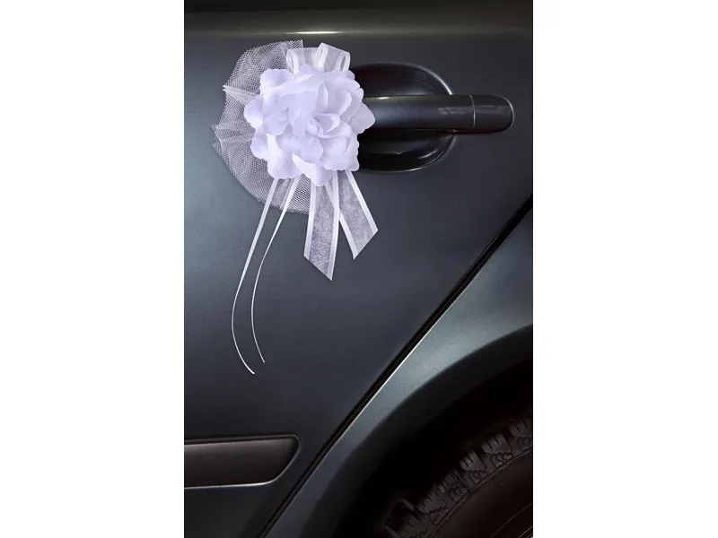 PD FUNDITA DECOR PETRECERE TRANDAFIR, DIN TUL SI SATIN 4/SET 14CM ALB BR-008 [2]