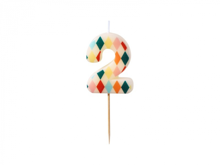 PD LUMANARI TORT Birthday candle, Number 2, Rhombus, 5.5cm, mix SCU15-2 [1]