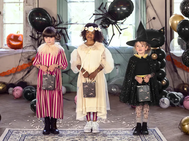 SACOSA CADOU HALLOWEEN NEAGRA CU LILIECI 14 X 18 X 8CM TNP6 [6]