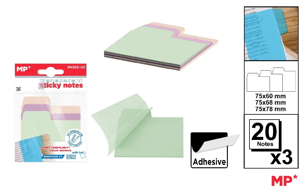 POST IT ADEZIV TRANSLUCID IPB 75*60-68-78MM CULORI PASTEL 3*20/SET PN350-03 [1]