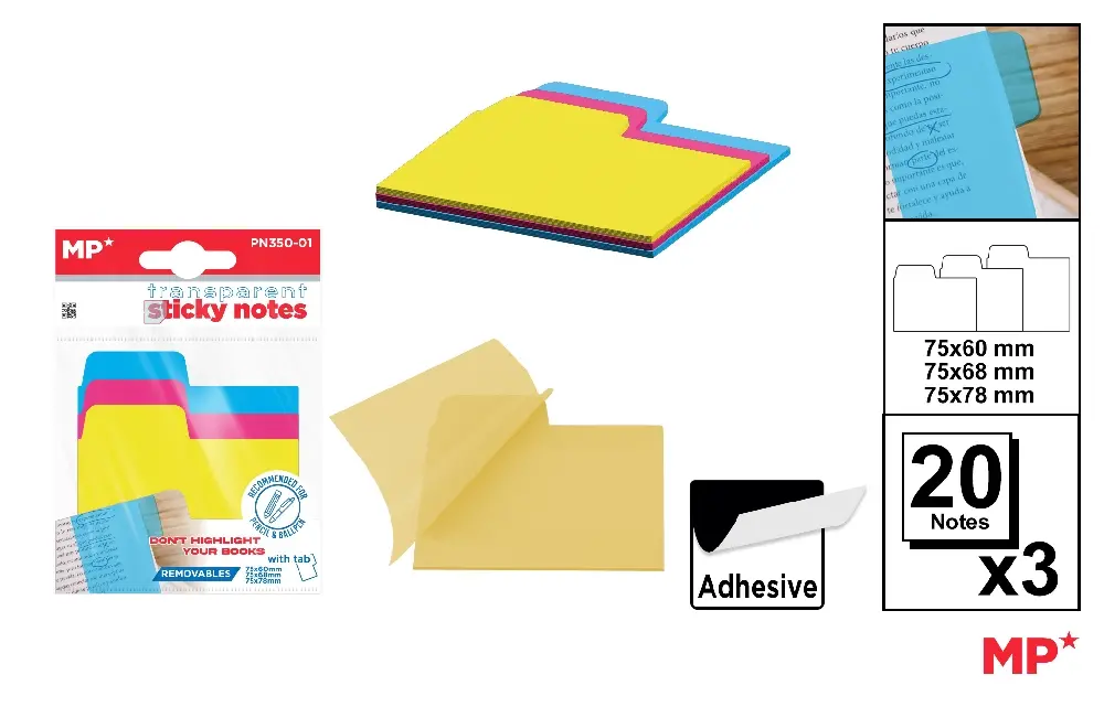 POST IT ADEZIV TRANSLUCID IPB 75*60-68-78MM DIVERSE CULORI 3*20/SET PN350-01 [1]