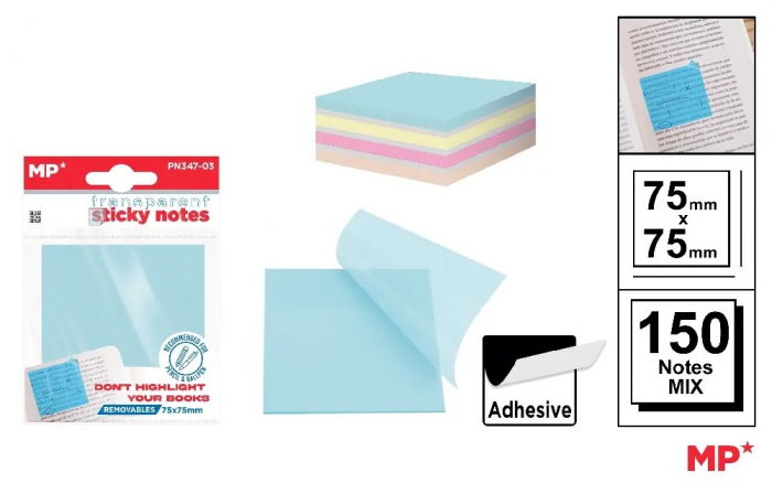 POST IT ADEZIV TRANSLUCID IPB 75*75MM 150/SET MIX PN347-03 [1]
