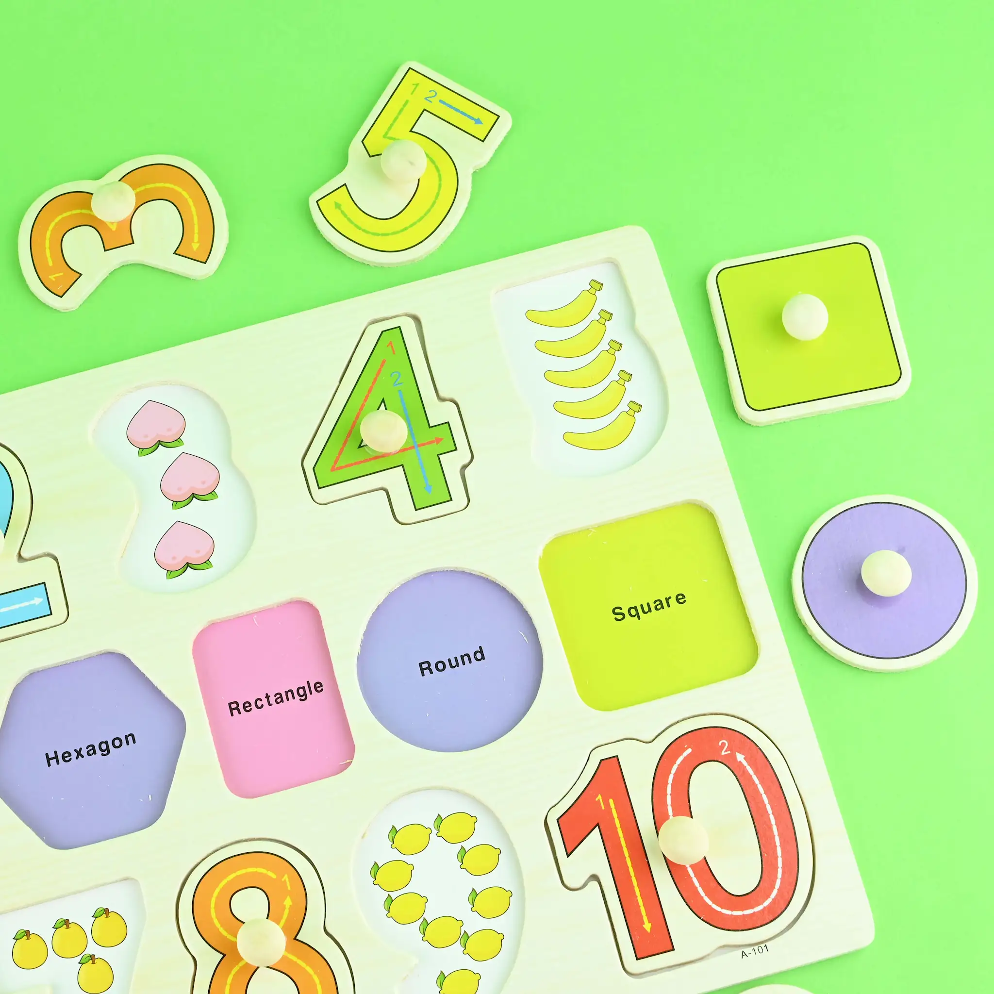 PUZZLE CU NUMERE SI FORME GEOMETRICE DIN LEMN 30CM 28922 [2]