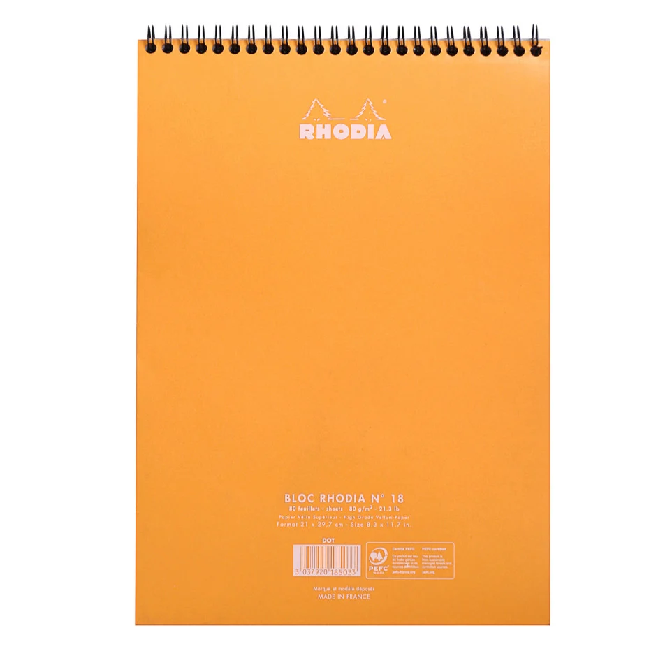 BLOC NOTES A4 SPIRA 80F DOTS ORANGE RHODIA 18503C [3]