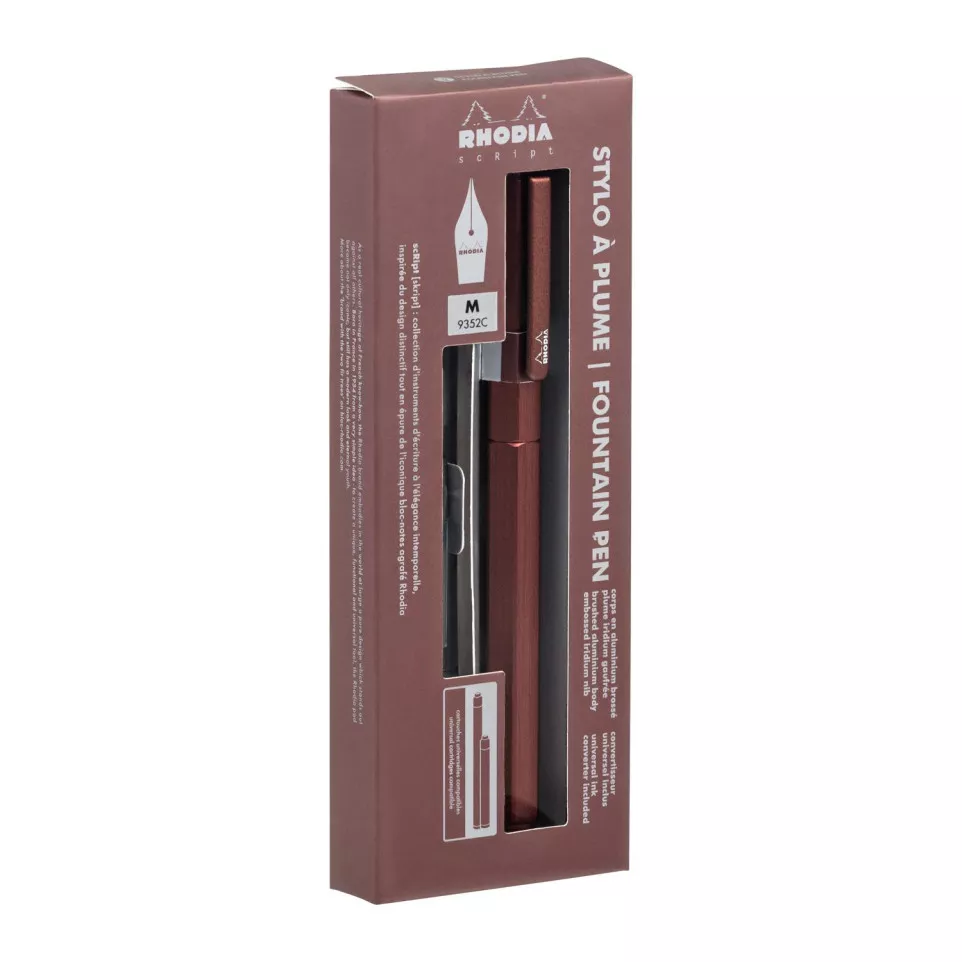 STILOU RHODIA SCRIPT METALIC MARO PENITA M + TRAGATOR CERNEALA 9352C [7]