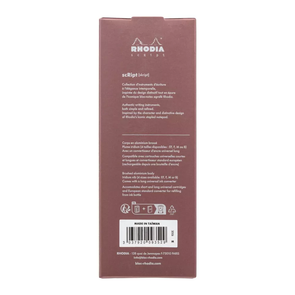 STILOU RHODIA SCRIPT METALIC MARO PENITA M + TRAGATOR CERNEALA 9352C [8]