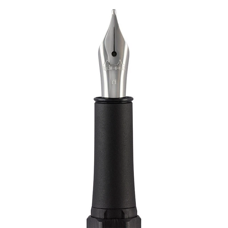 STILOU RHODIA SCRIPT METALIC NEGRU PENITA M + TRAGATOR CERNEALA 9339C [4]