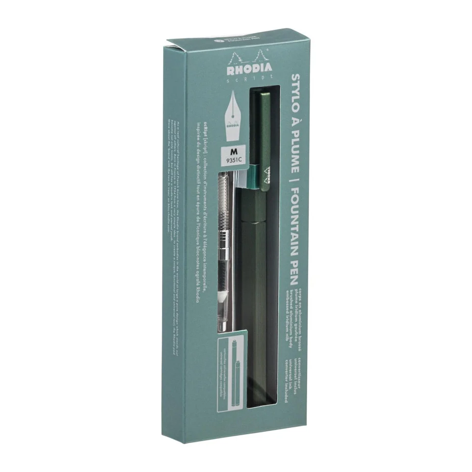 STILOU RHODIA SCRIPT METALIC VERDE SALVIE PENITA M + TRAGATOR CERNEALA 9351C [12]