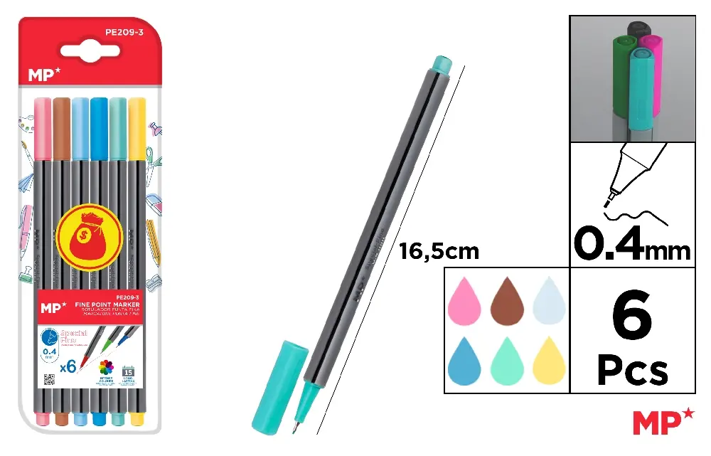 SET FINELINER IPB VARF 0.4MM 6/SET CULORI PASTEL PE209-3 [1]