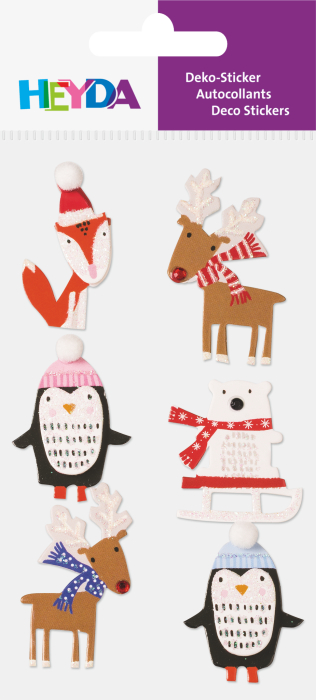 STICKER DECOR 7.5*16.5CM ANIMALE CRACIUN 6 PCS 3780701 [2]