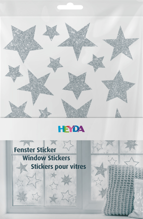 STICKER DECOR FEREASTRA STELE 3 COLI/SET GLITTER ARGINTIU 3584470 [2]