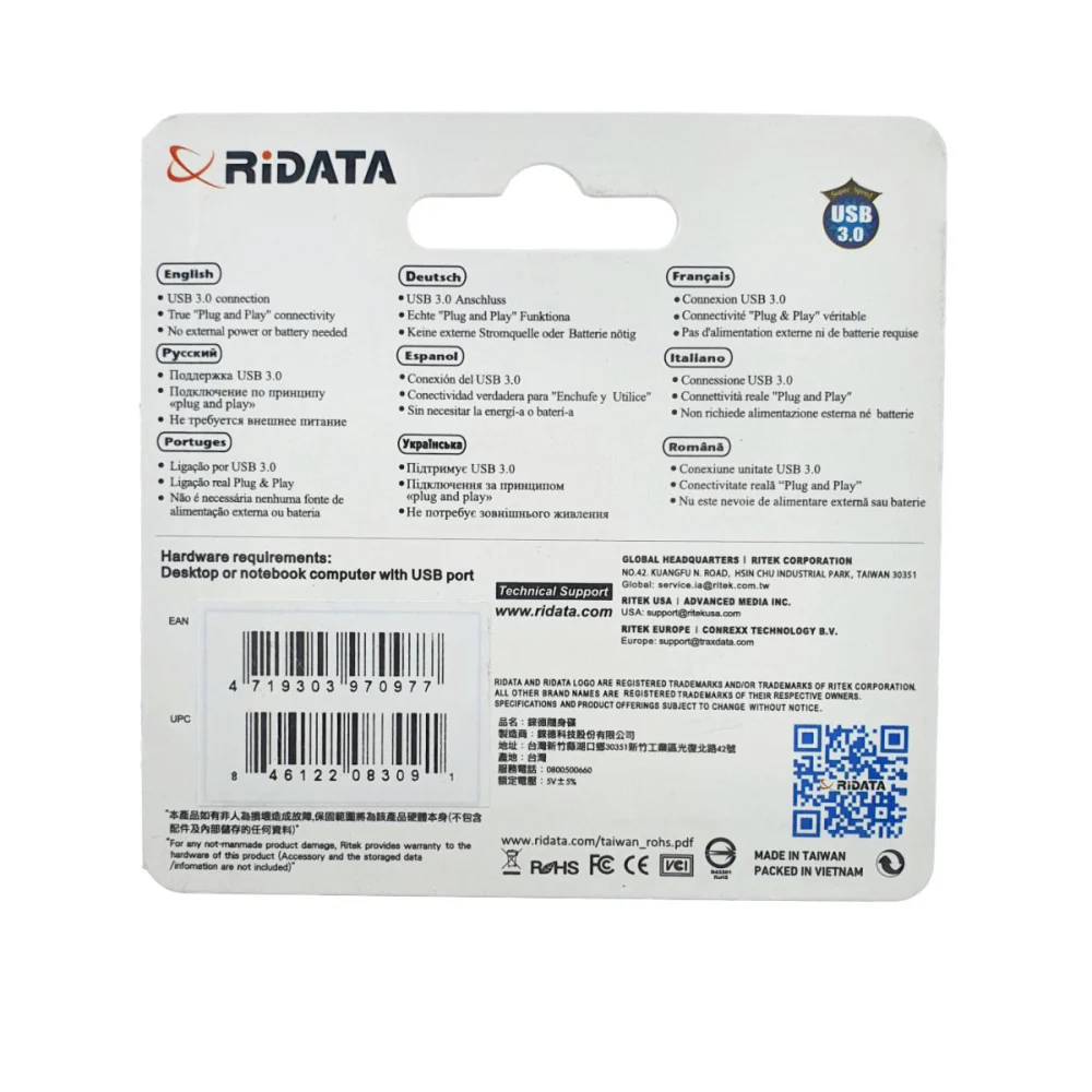 FLASH USB 3.0 RIDATA 64GB HD50 ALBASTRU  RETRACTABIL 97097 [4]