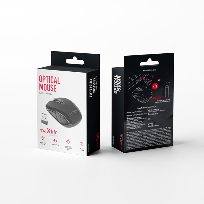 MOUSE OPTIC WIRELESS  MAXLIFE HOME OFFICE NEGRU  MXHM-02 1600DPI 6 BUTOANE [4]