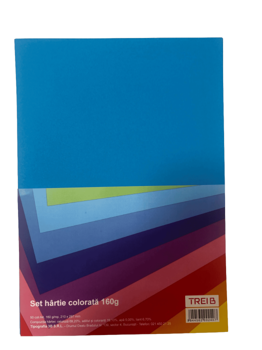TIP CARTON COLOR A4 160GR 50COLI/SET ALBASTRU INTENS [1]