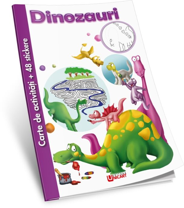 UP CARTE DE COLORAT CU 48 STICKERE DINOZAURI [1]