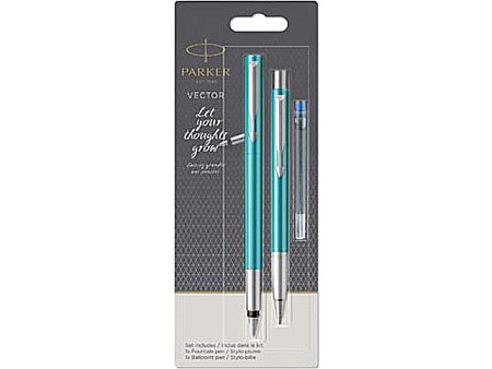 PARKER SET VECTOR STILOU + PIX + REZERVA STILOU, ALBASTRU, PENITA M 160287 [2]