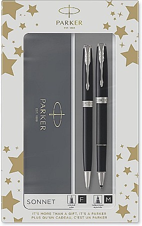 PARKER SET SONNET DUO ROLLER + PIX CT, BLACK AND SILVER 160398/2093259 [1]