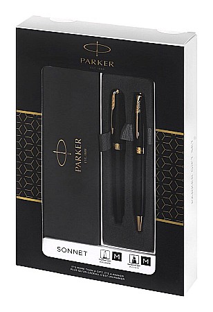 PARKER SET SONNET DUO STILOU + ROLLER GT, PENITA M, BLACK LACQUER AND GOLD 160394/2093371 [7]