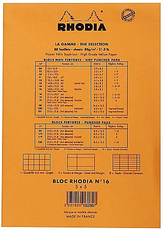 RH BLOC NOTES A5 80F  N16 AR FOI GALBENE ORANGE RHODIA 16260C [2]