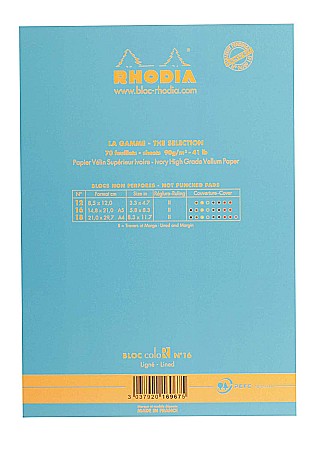 RH BLOC NOTES 14.8*21CM 70F DR 90GR TURCOAZ RHODIA COLOR PAD 16967C [2]