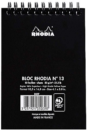 RH BLOC NOTES A6 SPIRA 80F DOT PAD BLACK RHODIA 135039C [2]