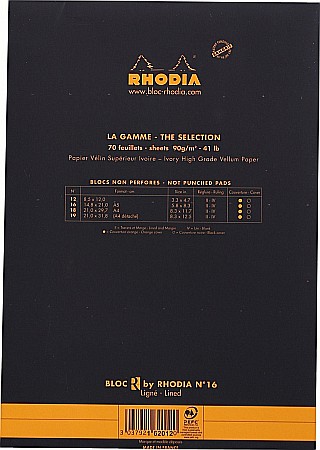 RH BLOC NOTES A5 70F  N16 DR FOI IVORY BLACK RHODIA 162012C [2]
