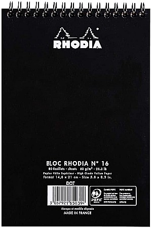 RH BLOC NOTES A5 SPIRA 80F DOTS BLACK RHODIA 165039C [2]