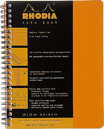 HARTIE PRODUSE DIN HARTIE - RH BLOC NOTES A5+ SPIRA 80F DR ORANGE RHODIA 193468C
