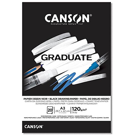 FINE ARTS&GRAPHICS - PR BLOC DESEN CANSON GRADUATE BLACK PAPER A3 20F, 120GR/M2 400110387