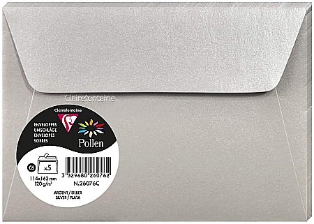 HARTIE PRODUSE DIN HARTIE - PLIC CLAIREFONTAINE C6 5/SET ARGINTIU 26076C