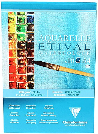 Blocuri de desen profesionale - CF BLOC AQUARELLE ETIVAL A4 10F 200GR/m2 CLAIREFONTAINE 96302C