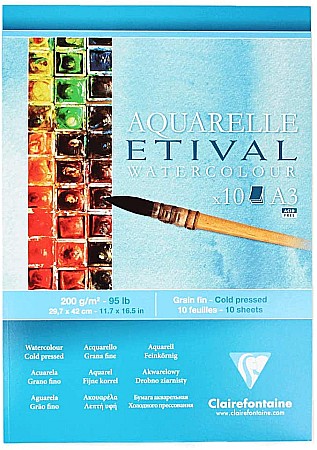 FINE ARTS&GRAPHICS - CF BLOC AQUARELLE ETIVAL A3 10F 200GR/m2 CLAIREFONTAINE 96303C