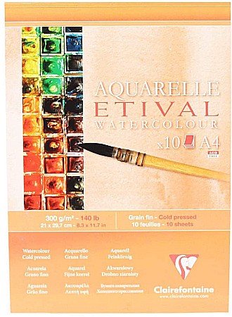 Blocuri de desen profesionale - CF BLOC AQUARELLE ETIVAL A4 10F 300GR/m2 CLAIREFONTAINE 96305C