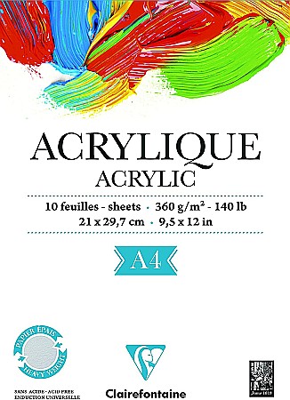 CF BLOC ACRYLIQUE A4 10F 360GR/m2 CLAIREFONTAINE 96308C [3]
