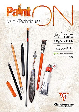 Blocuri de desen profesionale - CF BLOC DESEN A4 PAINT'ON 40F 250GR/m2 CLAIREFONTAINE MULTI-TECHNIQUE 96537C