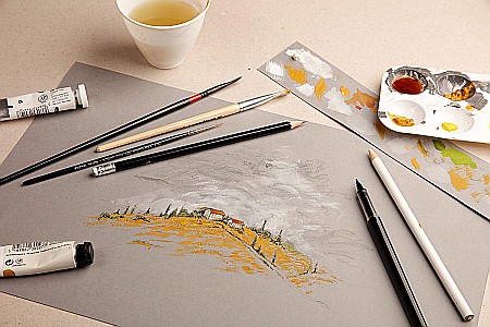 CF BLOC DESEN A4 PAINT'ON 30F 250GR/m2 KRAFT NATUREL MULTI-TECHNIQUE 96540C [1]