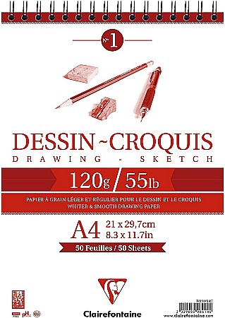 FINE ARTS&GRAPHICS - CF BLOC DESEN A4 50F 125GR SPIRA CLAIREFONTAINE 96614C