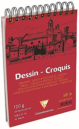 CF BLOC DESEN A5 50F 125GR SPIRA CLAIREFONTAINE DESSIN CROQUIS 96616C [1]