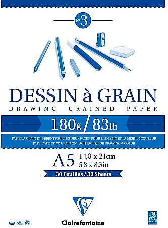 FINE ARTS&GRAPHICS - CF BLOC DESEN A5 30F 180GR/m2 CLAIREFONTAINE DESSIN A GRAIN 96626C