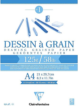 FINE ARTS&GRAPHICS - CF BLOC DESEN A4 40F 125GR/m2 CLAIREFONTAINE DESSIN A GRAIN 96684C