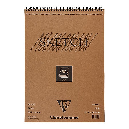 FINE ARTS&GRAPHICS - CF BLOC SCHITE SPIRA A3 50F 90gr/m2 ALB CLAIREFONTAINE 96902C